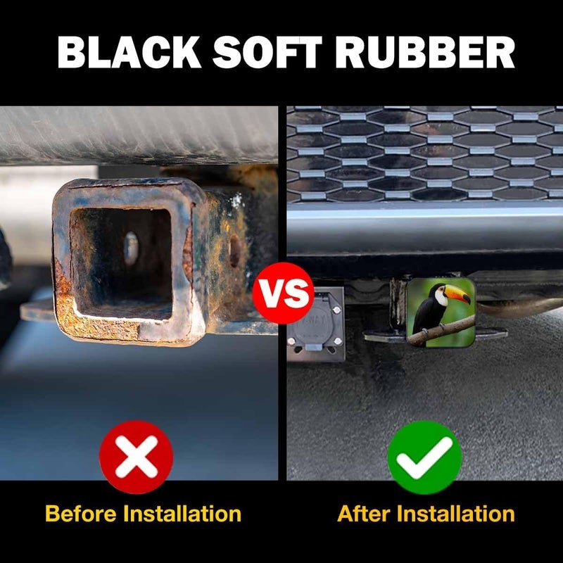 Beabes 2 Inch Toucan Trailer Hitch Cover, Tropical Bird Toucan Tree Branch Hitch Cover Fit for 2 Inch Hitch Receivers, Rubber Hitch Tube Cover Plug Cap for Trucks Cars SUVs - Image 5